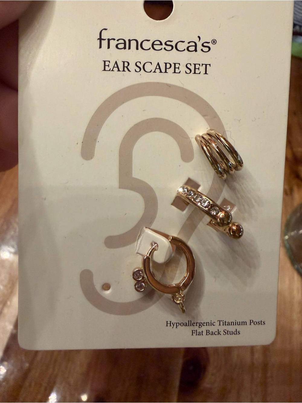 Francesca's Collections Gold Tone Crystal Ear Cuff Set